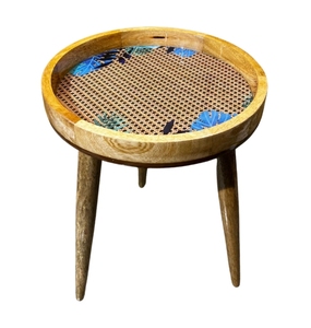 Rattan Leaf Stool Natural Wood Side Table Side Table Round Solid Wooden <b>Step</b> Stool Living room Wood Leg Detachable for Stand - Product Image 5