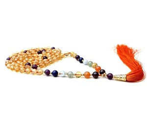 Comprar hecho a mano 7 Chakra Yoga joyería hindú Pulsera 108 anudado Mala Beads citrino cuarzo indio artista moda collares con cuentas - Product Image 4