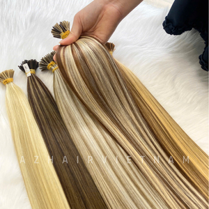 Extensiones de cabello humano vietnamita con punta I Bonded de queratina No química sin procesar 8-40 pulgadas de longitud máquina colorida trama Doble - Product Image 6