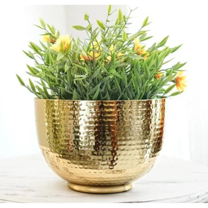 Ensemble de jardinières métalliques modernes légères, pots à fleurs ronds décoratifs pour la maison, le bureau, le jardin, style argenté et doré - Product Image 6