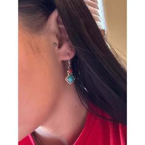 Navajo Handcrafted Multi Stone <b>Drop</b> <b>Earrings</b> with Amethyst <b>Sapphire</b> Emerald & Freshwater Pearl in Sterling Silver - Product Image 2