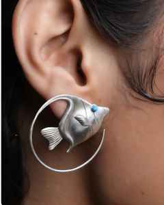 Antique Oxidised <b>Fish</b> Shaped Studs Customisable Lightweight Elegant Earrings Unique Eye Catching Design for All Occasions - Product Image 2