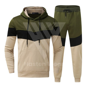 Multi Panel de peso pesado sólido con capucha ropa deportiva 2 piezas pulóver sudaderas con capucha pantalones de chándal conjuntos de alta calidad todo el día Fitness chándal - Product Image 1