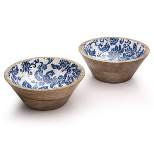 Bol en bois émaillé imprimé Look moderne Bol à mélanger de qualité supérieure Forme ronde Design supérieur Cuisine et table - Product Image 6