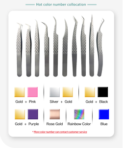 Pinzas de pestañas de etiqueta privada personalizables para damas, punta de fibra de volumen recto, Material de acero inoxidable con empuñaduras de diamante - Product Image 4