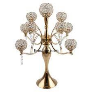 Candelabro elegante hecho de aluminio pulido brillante de Color plateado de alta calidad con 5 brazos con cuentas de cristal Diseñador único de la India - Product Image 6
