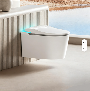 WC intelligent mural à projection holographique, bidet à commande au pied, à évacuation verticale (S-trap), en céramique, avec air chaud et fonction automatique - Product Image 2