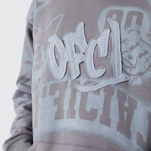 Acid Wash Hombres Sudadera con capucha de gran tamaño Personalizar Ropa de calle Vintage Hombres Sudadera con capucha Algodón Fleece Hombre Sudadera con capucha - Product Image 4