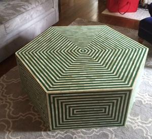 Table basse moderne faite à la main de forme ronde avec incrustation d'os pièce maîtresse décorative dernière conception meubles incrustés d'os - Product Image 3