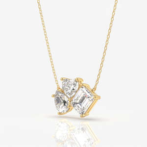 Cluster Trio Lab-Grown Diamond <b>Pendant</b> with 14k Gold Fashionable Diamond Charms - Product Image 2