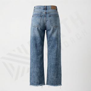 Ecoparty – Nouveau jean femme tendance, coupe large, longueur totale, avec ceinture, en denim lavable, respirant et à coutures décontractées - Product Image 2