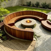 Banc d'extérieur circulaire en bois massif pour foyer, idéal pour villas, cours, complexes hôteliers et projets de aménagement paysager