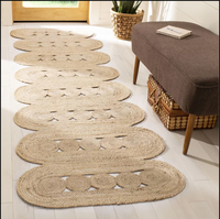 Tapis de sol rectangulaire en jute naturel tressé, épais, à poils moyens, réversible, grande taille, pour usage domestique, chambre, porte