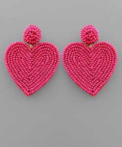 Pendientes de Corazón Vibrantes en Rosa Intenso, Joyería de Moda con Cuentas de Semillas de Color Fucsia, Proveedor Mayorista de Accesorios de Moda - Product Image 4