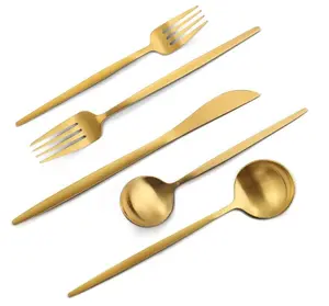 Juego de cubiertos dorados de acero inoxidable, juego de utensilios de cocina, servicio para 4 vajilla, 20 piezas