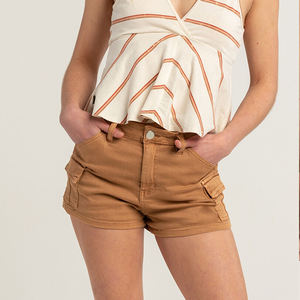 Pantalones cortos Cargo para mujer de color sólido hechos de material transpirable totalmente personalizados/Diseña tus propios pantalones cortos Cargo ligeros para mujer - Product Image 4