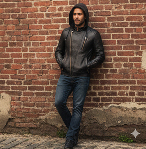 เสื้อฮู้ดหนังสำหรับผู้ชาย/เสื้อแจ็กเก็ตหนังมีฮู้ดสำหรับผู้ชายและผู้หญิงคุณภาพพรีเมี่ยม | แจ็คเก็ตพร้อมฮู้ด - Product Image 3