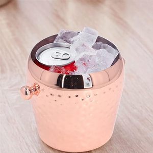 Venta al por mayor, respetuoso con el medio ambiente, 5L de capacidad, cobre martillado, Cubo de bebidas de acero inoxidable | OEM a granel pequeño cubo de hielo de metal para la fiesta - Product Image 4