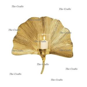 Porte-bougie mural de dernière génération en laiton martelé couleur or pour la maison et l'hôtellerie - Product Image 3