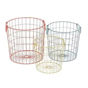 Ensemble de trois paniers de rangement de fruits en fil de fer multicolore pour ustensiles de cuisine de table Fruits Légumes Paniers de transport - Product Image 1