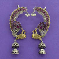 Pendientes de Aro de Latón Oxidado con Baño de Dos Tonos para Mujer - Joyería de Moda de la India