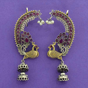 Oxidised Ear cuff by Fashion Jewellers in India 2 Tone Plating Fashionable <b>Earrings</b> for Wholesalers - Product Image 4
