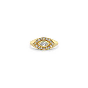 0.28ctw marquise et lunette ronde taille brillant ensemble diamant Halo chevalière en or massif 14k bague de fiançailles de mariage pour elle - Product Image 1