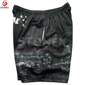 Short en maille vierge double couche en polyester personnalisé pour hommes avec impression graphique en maille de sublimation - Product Image 2