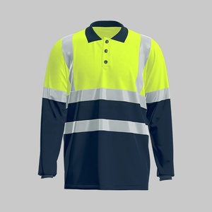 Camisa de Trabajo de Seguridad de Alta Visibilidad, Amarilla y Azul Marino, de Manga Larga, con Tiras Reflectantes, para Construcción Vial, Impermeable - Product Image 1