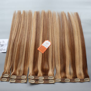 Extensiones de cabello Remy vietnamita de alta calidad 100% Extensiones de cabello humano de alta calidad con clip sin costuras naturales de trama única - Product Image 5