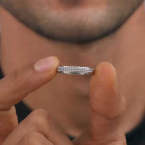 Juego de dúo de obsidiana de plata oxidada Vintage, anillo de aleación fina con diamante de pera para compromiso de fiesta de boda, forma personalizada para él - Product Image 3