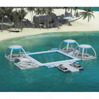 Personnalisé Sports Nautiques DWF Gonflable Flottant Tente Plate-Forme Air Ponton Cabana Canapé Eau Salon Radeau Gonflable Dock Île