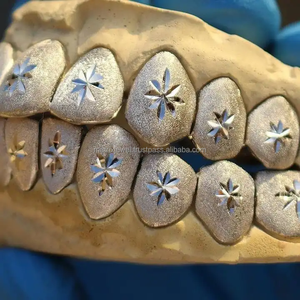 ฮิปฮอปที่กำหนดเองยอดนิยมดาว Bling grillz เครื่องประดับดี925เงินด้านบนและด้านล่าง grillz ฟันชุบทอง - Product Image 1