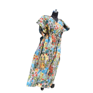 Caftan Robe de nuit en coton à imprimé floral pour femmes - Product Image 2