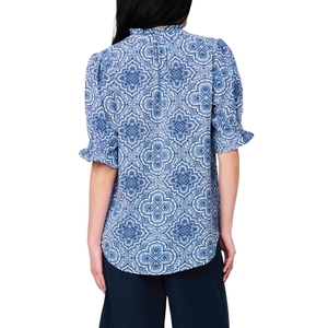 Blusa estampada de manga corta para mujer Top informal de verano con cuello redondo - Product Image 2