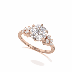 Bague de fiançailles en diamant rond de style fantaisie pour elle - Product Image 2