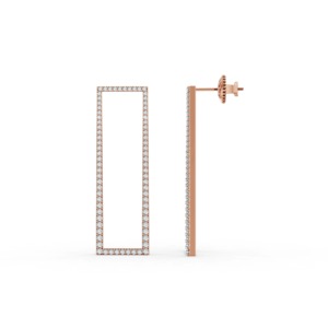 IGI Certified Lab Grown Diamond Rectangle Frame Earrings 14K Yellow / White & Rose Gold Minimalist <b>Drop</b> Earrings for Women - Product Image 3