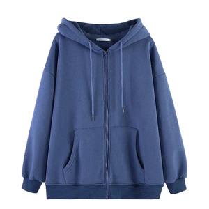 Women Hoodies Casual Solid Zip up <b>Hooded</b> Sweatshirt Harajuku Korean Loose Couple Hoodie Jacket <b>Coat</b> Streetwear - Product Image 1