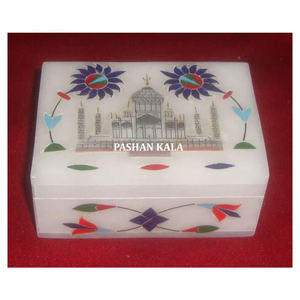 Nuevo diseño hecho a mano, caja de joyería con incrustaciones de mármol blanco, forma Rectangular, multicolor, utilizado para decoración del hogar y fines de regalo - Product Image 1