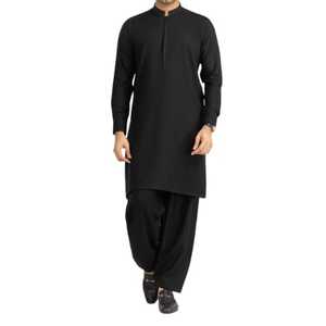 Salwar Pakistaní para Hombre, Color Negro Sólido, Nuevo Estilo, Talla Grande, Transpirable, 100% Poliéster/Algodón de Alta Calidad y Cómodo - Product Image 1