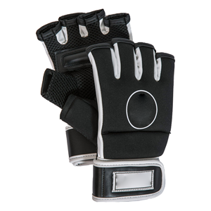 Gants de MMA en cuir avec fermeture à crochets et boucles, design demi-doigts, gants de boxe pour l'entraînement à domicile - Product Image 1