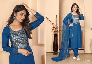 Premium Rayon Heavy Sequence bordado mujeres Kurtis pantalón con Dupatta vestidos casuales para exportación venta - Product Image 5