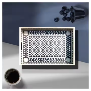 Bandeja de servicio de diseño único de Falah International con incrustaciones de hueso y bandeja de nácar, bandeja de desayuno ideal para alimentos. - Product Image 1