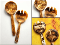 Servidores de ensalada de resina acrílica con asas ergonómicas onduladas Cucharas para servir con características decorativas utensilios de cocina piezas únicas