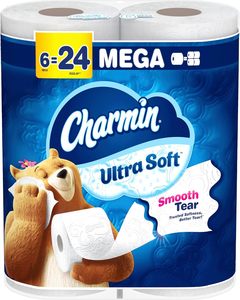 CharminUltra Soft Toilet Paper 6 Mega Rolls = 24 Regular Rolls - Product Image 1
