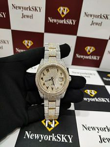 Lujo Real VVS Moissanite diamante hecho a mano ajuste reloj de acero inoxidable para hombres/mujeres Hip Hop Iced Out Bust Down Relojes - Product Image 2