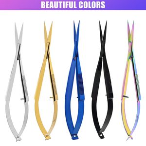 Ciseaux à ressort à 5 ciseaux droits en acier inoxydable pour sourcils, coupe de cils et broderie certifiés CE - Product Image 6