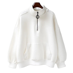Alta calidad 100% algodón polar 1/4 cuarto cremallera pulóver sudadera mujeres sudaderas con capucha 2025 - Product Image 1