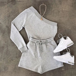 Ensembles pour femmes à épaules courtes de qualité supérieure personnaliser la conception chemise short uni 100% coton vente en gros 2 pièces ensemble pour femmes - Product Image 1