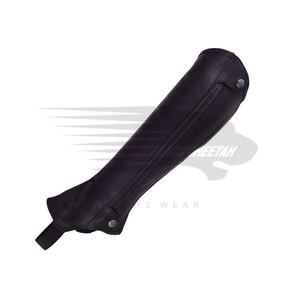Venta al por mayor de alta calidad cremallera lateral de cuero de grano completo equitación medias chapas Real elástico para ajuste cómodo negro CHEETAH SPORTSWEAR - Product Image 6
